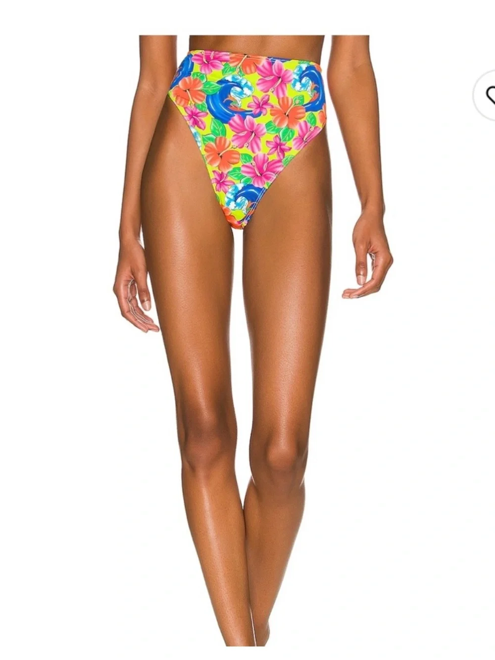 Frankie's Bikinis Tropical High-Waist Bikini Bottom - Pink, Blue, Green